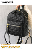 Weiyinxing Women's Bag Brand Designer Diamond Lattice Mini PU Leather Backpack Luxury Quilted Small Shoulder Crossbody Bag Knapsack