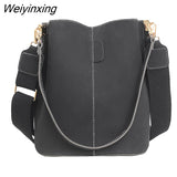 Weiyinxing Bucket Bag Women Nubuck Leather Shoulder Bag Large Capacity Crossbody Bag 2023 Fashion Lady Handle Bag Wild Bag