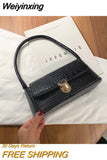 Weiyinxing New Shopping Bag Retro Casual Lady Underarm Handbag Stone Pattern Shoulder Bag Female Leather Solid Color Chain Female Bag