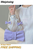 Weiyinxing Pearl Chain Women Underarm Bag New Bow Design Small Female Shoulder Messenger Bags Simple Portable Ladies Purse Handbag