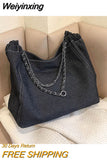 Weiyinxing Canvas Shoulder Bags for Women 2023 Big Totes Bags Girls Fashion Large Capacity Chain Shopper Commuter Designer Handbags