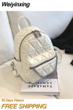 Weiyinxing Rhombus Sewing Thread Backpacks for Women 2023 Trend Designer Female Handbag Luxury Travel Back Bag for Girls Brand Sac