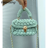 Weiyinxing Rope Knitting Women Handbag Designer Chains Woven Shoulder Crossbody Bags for Women 2023 Small Square Flap Lady Purses