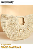 Weiyinxing Moon Design Basket Shopper Bag Beach Straw Bag Summer Woven Travel Handbag For Women Luxury Large Capacity Shoulder Bags