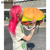 Weiyinxing Retro Hamburger Kawaii Shoulder Bag High Capacity Pu Leather Student Backpack Women Bag School Backpack College Students