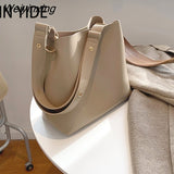 Weiyinxing Wide Strap Buckets Bag for Women Designer Handbags Luxury Soft Pu Leather Crossbody Messenger Bag Simply Large Tote 2023