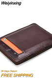 Weiyinxing Thin Vertical Men Wallet Small PU Leather Elastic Ribbon Purse Mini Solid ID Card Holder Bank Credit Card Case for Man