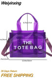 Weiyinxing Luxury Designer The Tote Bag Women Transparent Letter Handbag Messenger Shopping Bag Vacation Beach Bags Sac A Main Femme