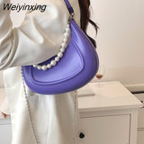 Weiyinxing Woman Bag Pu Hobo Bagute Bags For Woman High Quality Brand Clutches Purse Pearl Half Moon Crossbody Bag Femal Handbag