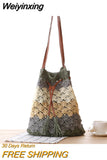 Weiyinxing Fashion Rattan Women Shoulder Bags Paper Woven Female Handbags Large Capacity Summer Beach Straw Bag Casual Tote Purses
