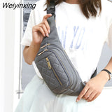 Weiyinxing Women Plaid Waist Bag Female Oxford Waterproof Belt Bags Designer Crossbody Chest Bag Ladies Fashion Fanny Pack Banana Hip Purse