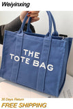 Weiyinxing Casual Canvas Large Capacity Tote Bag Women Handbags Designer Letters Shoulder Crossbody Bags Luxury Big Shopper Bag Purse