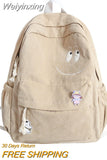 Weiyinxing Female Kawaii Corduroy Laptop College Backpack Trendy Girl Green Cool Cute Bag Fashion Women School Bag Lady Travel Backpack