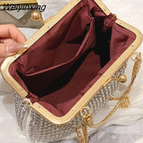 Weiyinxing Crossbody Bag Women's Metal Frame Bag with Diamonds Shining Handbag Purse Party Clutch Bag Female Shoulder Evening Bag