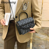 Weiyinxing Plaid Women Shoulder Bag Fashion Chain Crossbody Bags Brand Designer Handbags and Purses Small Flap Top Handle Bags