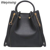 Weiyinxing Women's Handbags Large Capacity Top-handle PU Leather Bucket Crossbody Bag Casual Messenger Shoulder Bag Female