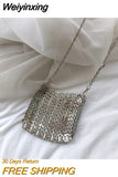 Weiyinxing Silver Metal Sequins Women Shoulder Bags Designer Metallic Chains Crossbody Bag Luxury Evening Party Small Purses 2023
