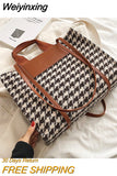 Weiyinxing Brand Designer Houndstooth Wool Totes Handbags and Purses Women Shoulder Bags 2023 Large Capacity Travel shopping Bags