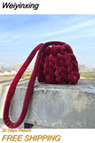 Weiyinxing Fashion Knitted Shoulder Bags for Women Crossbody Bags Ladies Weave Casual Shopping Messenger Purse Beach Handbag