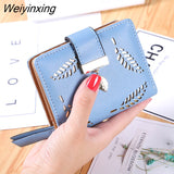 Weiyinxing Women's Purse Short Zipper Wallet Women Leather 2023 Luxury Brand Small Women Wallets Clutch Bag With Hollow Out Leaves