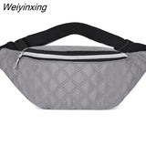 Weiyinxing Women Plaid Waist Bag Female Oxford Waterproof Belt Bags Designer Crossbody Chest Bag Ladies Fashion Fanny Pack Banana Hip Purse