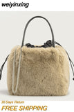 weiyinxing Soft Plush Women Handbags Luxury Faux Fur Chains Shoulder Crossbody Bags Fluffy Small Tote Female Purses 2023 Winter Bag