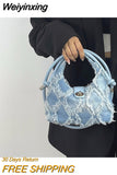 Weiyinxing Denim Women's Hobos Shoulder Bag Fashion Design Ladies Tassel Messenger Bags Simple Female Small Clutch Purse Handbags
