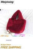 Weiyinxing Winter Women Bucket Bag Faux Fur Ladies Small Casual Tote Shoulder Bags Luxury Design Female Clutch Purse Handbags Bolsa