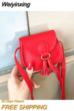 Weiyinxing Leather Children Small Shoulder Bag Cute Princess Accessories Kids Coin Purse Handbags Cute Girls Baby Tassel Crossbody Bags