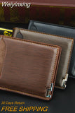 Weiyinxing Men's Short Wallet Multifunction Fashion Iron Credit Card Holders Pu Money Bag Vintage Men Leather Wallet Slim Male Purses