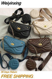 Weiyinxing PU Leather Shoulder Bag For Women 2023 new purse and Handbags Female Travel Crossbody Bag ladies chain Sling bag 2 PCS/SET