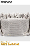 weiyinxing Diamonds Ruched Handle Women Handbags Shiny Evening Bag Rhinestones Mesh Lady Hand Bags Party Small Tote Purses 2023 Sac