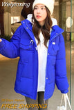 Weiyinxing Down Cotton Parkas Oversized Warm Coat Winter Women's Clothes 2023 Loose Solid Thicken Parkas Hooded Jacket Ladies Outwear