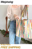 Weiyinxing Stripe Women's Shoulder Bag Colorful Deisgn Female Casual Tote Bags Underarm Handbags Large Capacity Ladies Shopping Bag