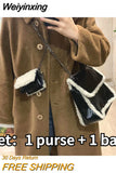 Weiyinxing Design Women Plush Purse Handbags Winter Lamb Wool Female Furry Chain Shoulder Messenger Bags Luxury Ladies Casual Tote