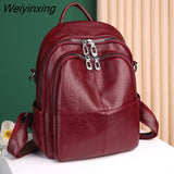 Weiyinxing Quality Youth PU Leather Backpacks For Teenage Girls Female School Bag Hot Sale Backpacks 2023 New Fashion Woman Backpack