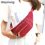 Weiyinxing Women Plaid Waist Bag Female Oxford Waterproof Belt Bags Designer Crossbody Chest Bag Ladies Fashion Fanny Pack Banana Hip Purse