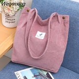 Weiyinxing Corduroy Shoulder Bag for Women Cotton Cloth Versatile Handbag Solid Color Eco Shopping bag 2023 Ladies Reusable Totes Bags