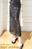 Weiyinxing Sequin Skirt Women Summer Casual High Waist Gentle Package Hip Long Straight Skirts Sexy Party Skirts Korean N712