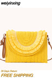 weiyinxing Tassel Straw Clucth Bag for Women Panelled Shoulder Crossbody Bags Rope Woven Summer Beach Bag Big Envelope Purse 2023