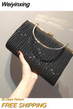 Weiyinxing Luxury Moon Women Handbag Luxury Apricot Evening Clutch Bag Party Chain Shoulder Bag Female Sequin Wedding Purse Bag