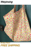 Weiyinxing Flower Women Shoulder Messenger Bags Retro Floral Ladies Daily Shopping Bag Thin Cotton Cloth Female Large Tote Handbags