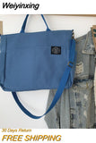 Weiyinxing Women's Retro Large Size Bags Cotton Canvas Shoulder Bag Fashion Crossbody Handbag Zipper Casual Tote Multi Pocket