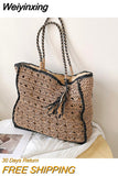 Weiyinxing Straw Shoulder Bags for Women Casual Big Tassel Lady Handbags 2023 Trend Summer Beach Bag Luxury Woven Tote Bags Purses