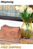 Weiyinxing Smile Corduroy Travel Cosmetic Lipstick Purse Storage Bag Kawaii Makeup Handbags Organizer Wallet Pouch Pencil Case Pen Bag