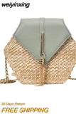 weiyinxing rattan women shoulder bags chic hexagon wicker woven crossbody bag lady summer beach straw bags handmade small purses