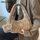 Weiyinxing for women new in luxury designer handbag with mini purse corduroy tote bag lady simple women's bag 2023 trend hand bags