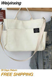 Weiyinxing Women's Retro Large Size Bags Cotton Canvas Shoulder Bag Fashion Crossbody Handbag Zipper Casual Tote Multi Pocket