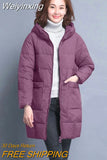 Weiyinxing Women Thicken Warm Hooded Parkas 2023 Winter Jacket New Long Down Cotton Coat Femmale Fashion Solid Loose Casual Outerwear