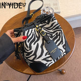 Weiyinxing YIDE New Retro Leopard PU Leather Bucket bag Crossbody Bags Handbag Women Shoulder Purses Female Luxury Brand 2023 Fashion